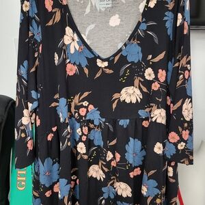 Torrid Black Floral Tunic Top